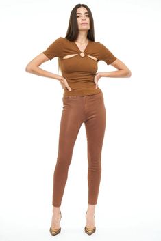 Aline High Rise Skinny Coated Cognac, Denim by Pistola | LIT Boutique Get Ready For Fall, Ready For Fall, Brown Pants, Tight Leggings, Summer Sale, Cognac, Final Sale, Two Piece Pant Set, High Rise