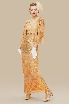 Shop 1920s Dresses - Strap V Neck Sequin Dress | BABEYOND V Neck Sequin Dress, 1920s Headpiece, Great Gatsby Dresses, Flapper Dresses, 1920s Dresses, Retro Style Dress, Gatsby Dress, Dress With Shawl, Tassel Dress