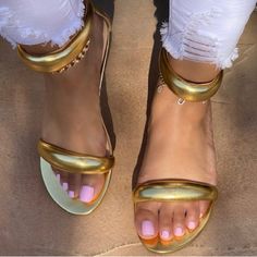 The Prefect Flat Gold Sandal- Last Of Inventory Best Sellers- Will Not Restock Golden Sandals, Zipper Heels, Gold Shoes, Gold Sandals, Bag Light, Mens Shoes Boots, Lace Up Heels, Flat Sandals, Platform Sandals