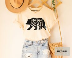 T I T L E  -->Cute Mama Bear Floral Mama Mom Gift From Kids,Family Momma Bear Shirts,Mommy And Me Outfit,Papa Baby Bear Reveal Ideas Shirt,Pregnant Tshirt P R O D U C T ∙ D E T A I L S ∙ & ∙ S I Z I N G :  -->Unisex Tee: Soft and lightweight, with the right amount of stretch. It's comfortable and flattering for both men and women.  * 100% combed and ring-spun soft cotton  * Shoulder-to-shoulder taping for better fit  * Dual side seams for better shape over time  * Crew neckline perfect for acces Papa Baby, Mama Bear Shirt, Momma Bear, Mommy And Me Outfits, Bear Shirt, Reveal Ideas, Cricut Creations, Mama Bear, Baby Bear