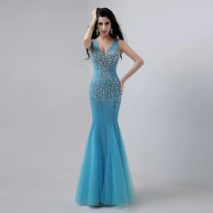 Open Back Evening Gown, Backless Formal Dresses, Magical Dress, Sheath Gown, Beaded Tulle, Dresses Mermaid, Long Prom Dresses, Mermaid Evening Dresses, Evening Dresses Long