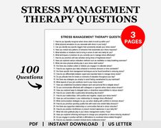 Designed to enhance client engagement and drive positive change, this therapy resource offers a collection of stress management therapy questions. Tailored to the principles of stress management therapy, these therapy questions will guide your sessions towards productive conversations and transformative outcomes. These stress management questions are made to elicit insightful responses and encourage clients to explore their goals and aspirations. If you have any questions or clarifications, plea Counseling Questions, Psychology Questions, Therapy Questions, Therapy Notes, Therapy Ball, Therapy Tools, Goals And Objectives, Google Docs, Interesting Questions