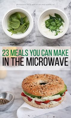 the cover of 23 meals you can make in the microwave, including a bagel