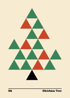 an image of a christmas tree with red, green and black triangles