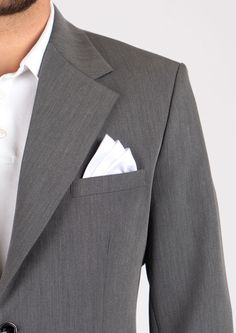 Look the part in stylish fashion with the Ellis Light Grey Stretch Suit. This sartorial staple is crafted in a light grey stretch cotton fabric, combining form and function for any occasion. Look great with fashionable finesse. Gray Fitted Blazer For Wedding, Fitted Gray Blazer For Wedding, Classic Gray Suits For Wedding, Elegant Fitted Gray Suit, Elegant Cotton Suits With Pressed Crease, Classic Gray Blazer For Formal Occasions, Fitted Cotton Blazer With Pressed Crease, Elegant Cotton Suits With Welt Pockets, Elegant Cotton Wedding Suit