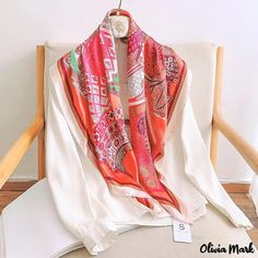 Olivia Mark - Fashion 90cm square scarf summer shawl headscarf new simulation silk scarf Scarf Summer, Summer Shawl, Silk Style, Summer Scarves, Bird In Bag, Square Scarf, Olivia Mark, Style Retro, Head Scarf