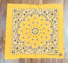 "From the magical Red Rock country of Sedona, Arizona, nestled in the delight of the Coconino National Forest BlackbirdSedona presents to you this vintage bandanna in dark golden yellow  color.  This bandanna has been freshly laundered and is ready for your wearing pleasure!  It is broken-in and lightweight. -Made in USA  -100% Cotton  -Measures 20\" X 20.5\" -Circa 1980s -3 sides, 1 side selvedge  since this is a vintage item, all sales are final. No returns. No refunds. MAKE SURE TO VISIT OUR Retro Bandana With Bandana Print For Festivals, Rivendell Bicycle Works, Coconino National Forest, Vintage Bandana, Gold Paisley, Golden Yellow Color, Vintage Woolrich, Fishing Theme, Red Rock