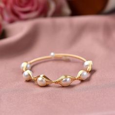 Baroque Freshwater Pearl Fashion Bracelets Handmade Jewelry Elegant Pearl Jewelry, Pearl Bangle Bracelet, Born In June, Pearl Bracelet Gold, Gold Pearl Bracelet, Gold Bangles For Women, Cultured Pearl Bracelet, Bracelet Elegant, Buy Pearls