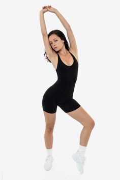 This form fitting biketard made from our stretchy cotton spandex material is perfect to wear to dance or the yoga studio. Everything you need in one piece. Transition this piece into nighttime by pairing it with an oversized jacket or sweatshirt. * All Sales Final. No Returns or Exchanges Allowed. | Biketard for Women in White, Size Small Women In White, Yoga Dress, Women In Black, Tank Bodysuit, Short Torso, Best Stretches, Oversized Jacket, Midnight Navy, Yoga Studio