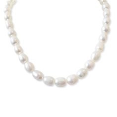 Made of Sterling Silver Nickel-free & Hypoallergenic 8-9mm Genuine White Cultured Pearls Length: 17" Spring ring clasp White Sterling Silver Clasp Necklace For Everyday, White Necklace With Sterling Silver Clasp For Everyday, White Sterling Silver Necklace For Everyday, Everyday White Necklace With Sterling Silver Clasp, Classic Round Hypoallergenic Necklace, Classic Adjustable Necklaces With Sterling Silver Clasp, Classic Adjustable Oval Necklaces, Classic White Hypoallergenic Necklace, Chunky Pearl Necklace