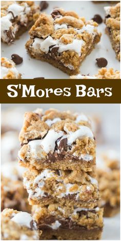 s'mores bars stacked on top of each other