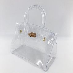 PVC Top Handle Clear Satchel Bag Clear Beach Handbags for $65.99 | Baginning Clear Beaches, Holographic Bag, Clear Handbags, Clear Purses, Jelly Bag, Lv Bags, Transparent Bag, Womens Handbags, Clear Bags