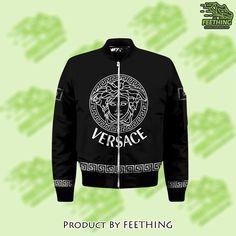 Click link to buy it: . ✔ Fast shipping. ✔ Limited design. Our unique Versace bomber jacket luxury brand clothing clothes outfit for men women 13 - ft-bj3d-848657 will brighten up your entire body and take your fashion style to the next level. Choose your size and get ready to hear all the compliments from friends and family and from Trendy Long Sleeve Outerwear With Logo Print, Luxury Spring Streetwear Outerwear, Luxury Spring Outerwear For Streetwear, Logo Print Outerwear For Spring Streetwear, Spring Streetwear Outerwear With Logo Print, Trendy Fitted Track Jacket For Streetwear, Fall Streetwear Outerwear With Branding, Outfit For Men, Clothes Outfit