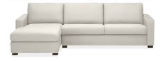 a white couch with a chaise lounge in front of it on a white background