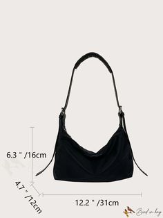 BirdinBag - Medium Black Nylon Minimalist Hobo Bag with Zipper Black Hobo Bag, Inch Bag, Bag With Zipper, Details Pictures, Baguette Bag, Word Wrap, Black Nylon, Bag Bag, Design Product