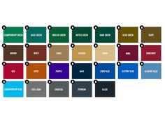 the color chart for different colors of paint