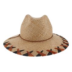 Designed by Ferruccio Vecchi of Italy, this safari style sun hat is trimmed with colored raffia straw on the brim edge for a Italian designer look. The simple twisted leather hat band surrounds the center dent crown. Made of flexible, lightweight raffia straw, the Belfry Orvieto is packable for worry-free travel and the wide brim offers plenty of sun protection. FEATURESStyle: SafariMaterial: Raffia StrawDimensions: 4" Crown, 3 1/2" BrimBand: LeatherFit: One Size, 58cm