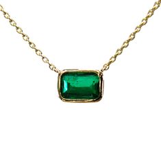 One of my best selling necklaces, a 1 carat natural green emerald necklace. ---------------D E T A I L S--------------- - Approximately 1 carat natural emerald cut green emerald - Set in a 14k gold bezel setting - 14k gold cable chain 0.6 mm, (shown in the 2nd and 3rd photo), or 1.2 mm, ( shown in the first photo), with lobster clasp - Available in 14k white, yellow or rose gold | 18k gold available upon request - Sizes 15 - 20 inches *If you love this necklace but want something smaller, larger Classic Green Emerald Necklace With Bezel Setting, Gift Emerald Necklace With Bezel Setting, Green Emerald Pendant Necklace With Bezel Setting, Best Jewelry Cleaner, Green Emerald Necklace, Emerald Set, Emerald Necklace, 14k Gold Necklace, Green Emerald