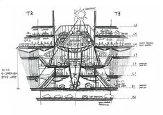 a drawing of an airplane that is in the process of being built, with parts labeled