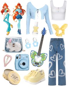 Blue Polaroid Camera, Flora Costume, Blue Polaroid, Winx Club Flora, The Winx Club, Vanilla Lip Balm, Klub Winx, Bloom Winx Club, Character Inspired Outfits