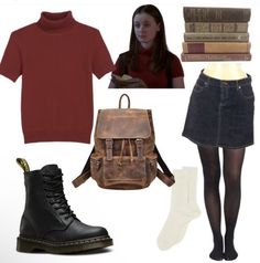 Rory Gilmore Black Skirt, Rory Gilmore Outfit Essentials, Rory Gilmore Png Clothes, Aesthetic Rory Gilmore Outfits, Rory Gilmore Red Turtleneck, Rory Gilmore Red Outfit, Rory Style Outfits, Rory Gilmore Fancy Outfits, Rory Gilmore Style School