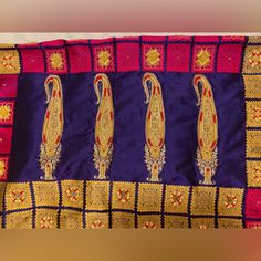 Brand New Never Worn Highest Quality Silk Sari With Amazing Detail And Embroidery. Netting Is Placed On The Underside Of The Embroidery To Protect It And Keep It From Scratching You. It Is Impossible To Find Saris Of This Quality Anymore! Send In An Offer Asap :) Purple Embroidered Semi-stitched Dupatta, Bollywood Style Purple Art Silk Pre-draped Saree, Purple Art Silk Pre-draped Saree For Navratri, Traditional Purple Pre-draped Saree For Puja, Traditional Purple Pre-draped Saree, Traditional Purple Pre-draped Saree For Navratri, Purple Pre-draped Saree For Puja, Purple Pre-draped Saree With Traditional Pallu, Festive Purple Pre-draped Saree With Pallu