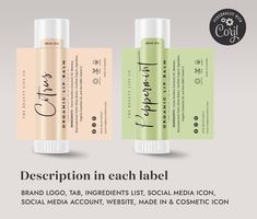 an advertisement for a cosmetic product with the words description in each label on it