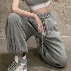 Women Gray Sweatpants 2023 Autumn Fashion Outfits Trends - XL