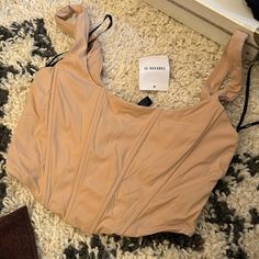 Tan Peach Color. Corset Top With Piping. Too Big For Me. Fitted Beige Trendy Crop Top, Trendy Fitted Beige Crop Top, Beige Crop Top For Spring Night Out, Trendy Beige Fitted Crop Top, Beige Crop Top For Night Out In Spring, Fitted Neutral Crop Top For Spring, Fitted Neutral Crop Top For Summer, Forever 21 Beige Summer Tops, Peach Color