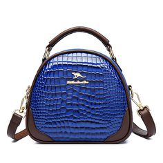 Color: Blue Round Pattern, Handbag Patterns, Storage Design, Leather Handbag, Leather Material, Top Handle, Leather Handbags, Bags Handbags, Vegan Leather