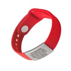 a red wristband with white dots on it