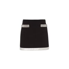 Miu Miu grain de poudre skirt with glass embellishment High waist A-line silhouette Mini length Side zip Virgin wool/elastane Dry clean Made in Italy Elegant Miu Miu Mini Skirt, Chic Miu Miu Mini Skirt, Chic Fitted Miu Miu Skirt, Chic Lined Skirt By Miu Miu, Chic Fitted Miu Miu Bottoms, Chic Fitted Miu Miu Mini Skirt, Miu Miu Fitted Skirt For Work, Miu Miu Fitted Skirt For Workwear, Elegant Fitted Miu Miu Skirt