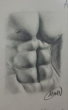 a pencil drawing of a man's torso