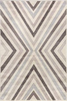 a gray and white rug with lines on it