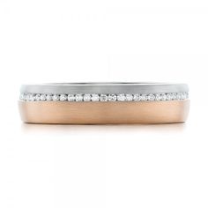 Custom Diamond Eternity Two-Tone Wedding Band - Top View Formal Rose Gold Eternity Band With Brilliant Cut, Rose Gold Channel Set Wedding Ring, Two Tone Wedding Bands His And Hers, Formal Rose Gold Brilliant Cut Eternity Band, Rose Gold Wedding Ring Channel Set, Rose Gold Channel Set Diamond Ring For Wedding, Mens Wedding Rings With Diamonds Two Tone, Two Tone Wedding Band Womens, Rose Gold Wedding Bands With Polished Finish