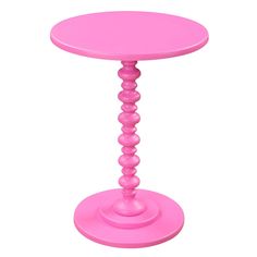 a pink plastic table with a circular base