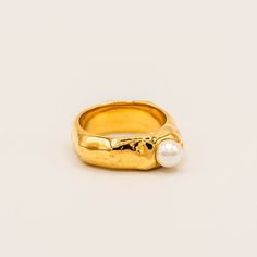 Pearl Eye Ring-Rings-Jessica Wang Pearl Size Chart, Pearl Gold Ring, Eye Ring, Solid Gold Jewelry, Ring Fit, Recycled Gold, Precious Jewelry, Pearl Size, Gold Plated Jewelry