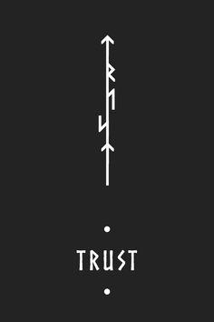 the words trust are written in white on a black background, with arrows pointing up and down