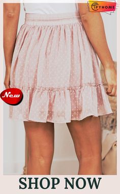 Pink Swiss Dot Frill Trim Flared Mini Skirt Flared Mini Skirt, Swiss Dot, No Frills, Mini Skirt, On Sale, Mini Skirts, Dots, Trim, Skirt