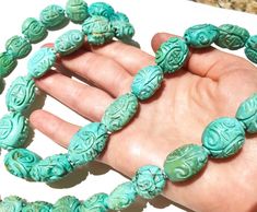 Turquoise Jade Hand-strung Necklaces, Unique Green Carved Necklace, Handmade Turquoise Jade Beaded Necklaces, Turquoise Jade Hand-strung Beaded Necklace, Bohemian Carved Jewelry For Healing, Handmade Turquoise Necklace With Oval Beads, Hand-strung Turquoise Jade Beaded Necklaces, Hand-strung Turquoise Jade Beaded Necklace, Unique Carved Beaded Necklace