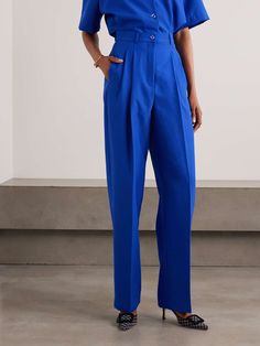 TOLU COKER Pleated twill straight-leg pants | NET-A-PORTER Tolu, Sports Suit, Ski Wear, Clothes Collection, Jeans Dress, Straight Leg Pants, Net A Porter, Women Collection, Denim Dress