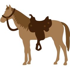 a horse with a saddle on it's back standing in front of a white background