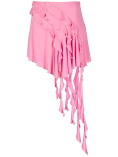 bubblegum pink fully ruffled asymmetric hem concealed side zip fastening Pink Ruffle Skirt, Ruffled Mini Skirt, Pink Mini Skirt, Latin Dress, Jersey Skirt, Pink Ruffle, Asymmetrical Skirt, Pink Skirt, Pink Outfits