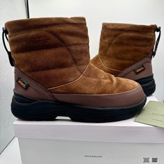 Brand New In Original Box. Never Worn, No Flaws. Authentic Suicoke Bower Sev Boots Color Is: Chocolate Brown Insulated 3m Waterproof Unisex Shoes Men’s Size 8 / Women’s Size 10 Sizing Is Listed On Both Box Label And Inside Shoe Tag. Msrp: $330 + Tax “Calfskin Suede Leather. Ankle-High 3m Thinsulate-Insulated Quilted Waterproof Suede Boots In Brown. Faux-Leather Trim Throughout. Bungee-Style Drawstring At Heel Collar Logo Printed At Outer Side Logo Flag At Outer Side Event Bonded Jersey Lining An Waterproof Suede Boots, Tie Dye Socks, Inside Shoes, Boots Waterproof, Shoe Tags, Size 8 Women, Unisex Shoes, Slipper Sandals, Casual Sandals