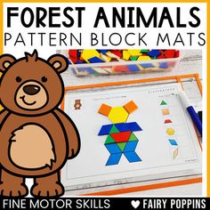 an animal themed pattern block mats for fine motor skills