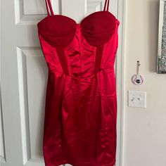 Red. Never Worn. With Tag. Sexy & Fun Dress For Christmas, Valentines Day Or Even A Date Night! Red Bodycon Dress With Sweetheart Neckline For Night Out, Red Sweetheart Neckline Bodycon Dress For Night Out, Red Sweetheart Neckline Bodycon Party Dress, Red Strapless Bodycon Dress For Party Season, Red Strapless Satin Mini Dress, Red Satin Club Dress, Red Mini Dress With Sweetheart Neckline For Date Night, Red Bodycon Mini Dress For Night Out, Flirty Red Bodycon Dress For Night Out