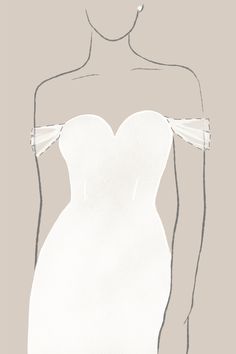 a drawing of a woman's white dress