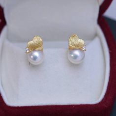 8-9mm Freshwater Pearl & Calista Earrings - House Of Pearls Luxury Timeless Pearl Earrings With Cubic Zirconia, Luxury Pearl Drop Gold-tone Earrings, Luxury Designer Gold Pearl Earrings, Luxury Pearl White Earrings With Pearl Charm, Luxury White Kundan Pearl Earrings, Pearl Embellished Cubic Zirconia Earrings As Gift, Luxury Pearl White Pearl Earrings, Elegant Gold Earrings For Mother's Day, Exquisite Akoya Pearl Drop Earrings