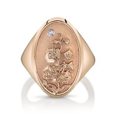 JULY BIRTH FLOWER SIGNET RING |. STARLING JEWELRY – Starling Heirloom Birth Flower Jewelry, Heirloom Style Signet Ring With Rose Cut Diamonds, Heirloom Rose Gold Signet Ring With Engraving Option, July Birth Flower, Relief Carving, July Baby, Organic Cleaning Products, Baguette Ring, Special Ring