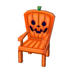 an orange chair with a pumpkin face on it